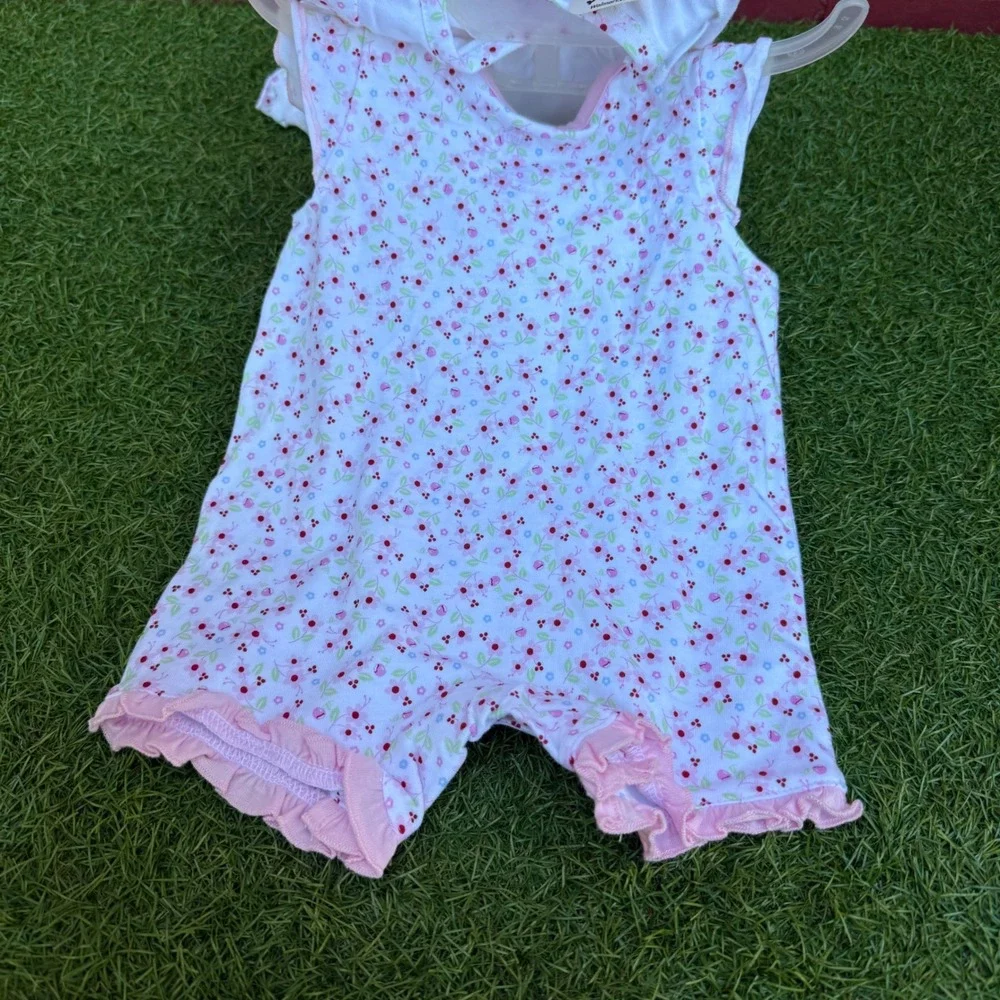 Vtg NWT Y2K Faded Glory Rompers Baby Girls 0/3 Months White‎ Floral Embroidered